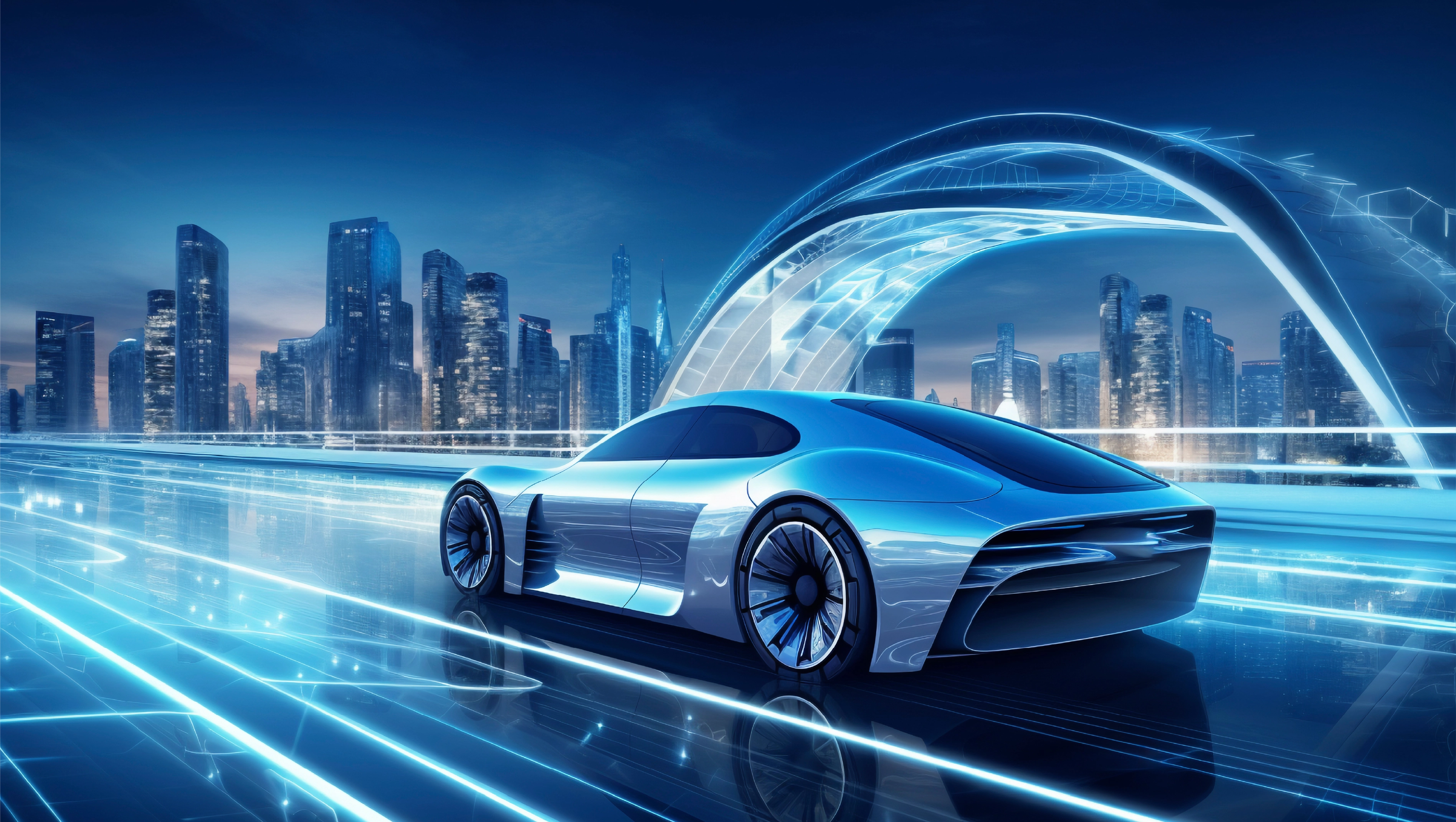 Futuristic car wireframe