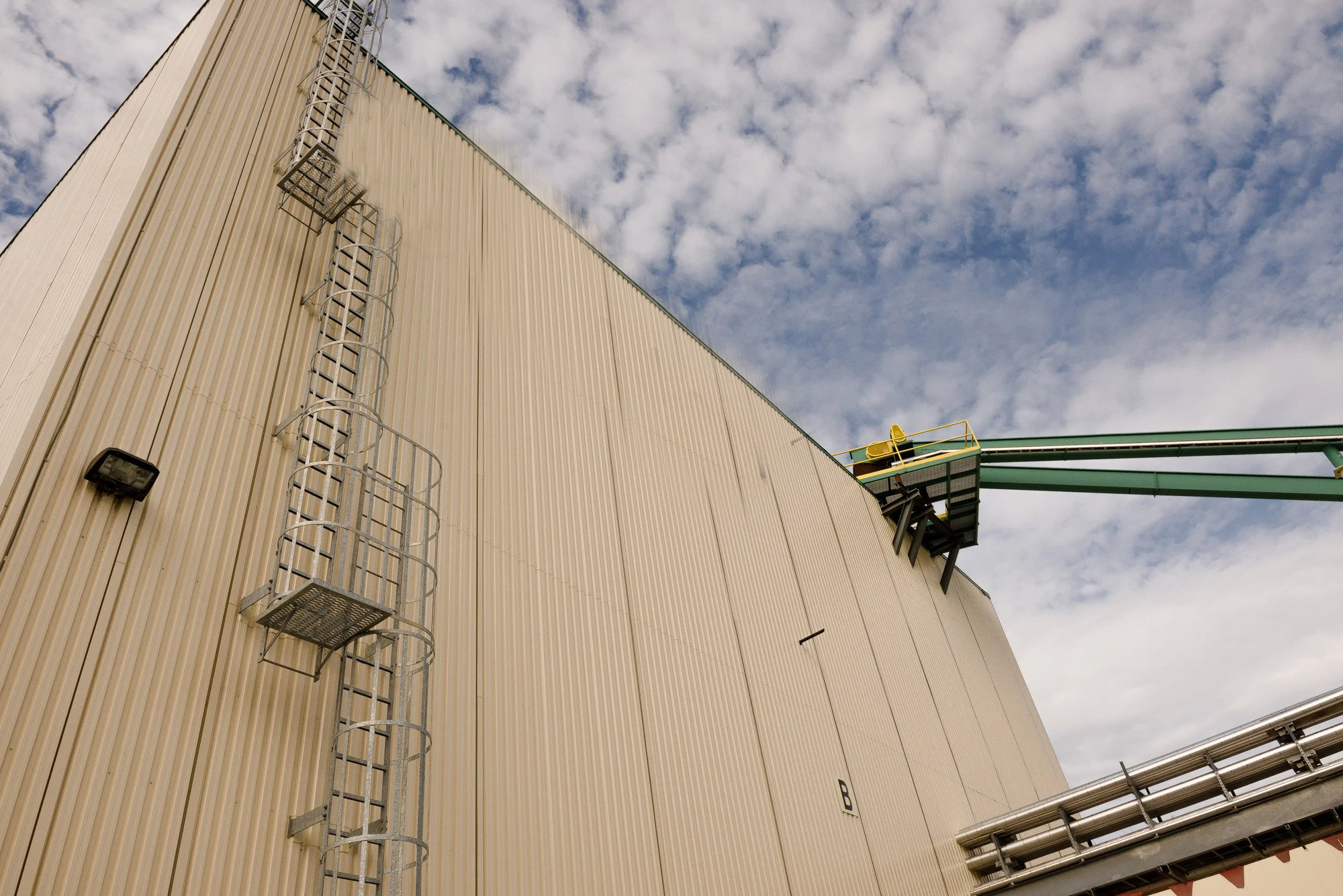 Enerkem logo on facade of Westbury plant